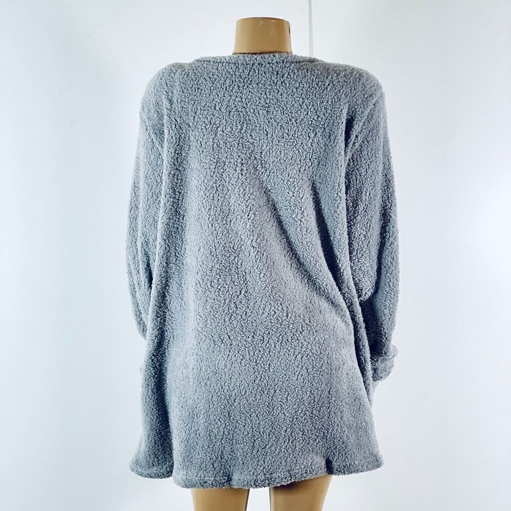 NWT Gorgeous XXL Grey Super Soft & Cozy Sherpa Teddy Pullover Sweatshirt - Picture 5 of 11